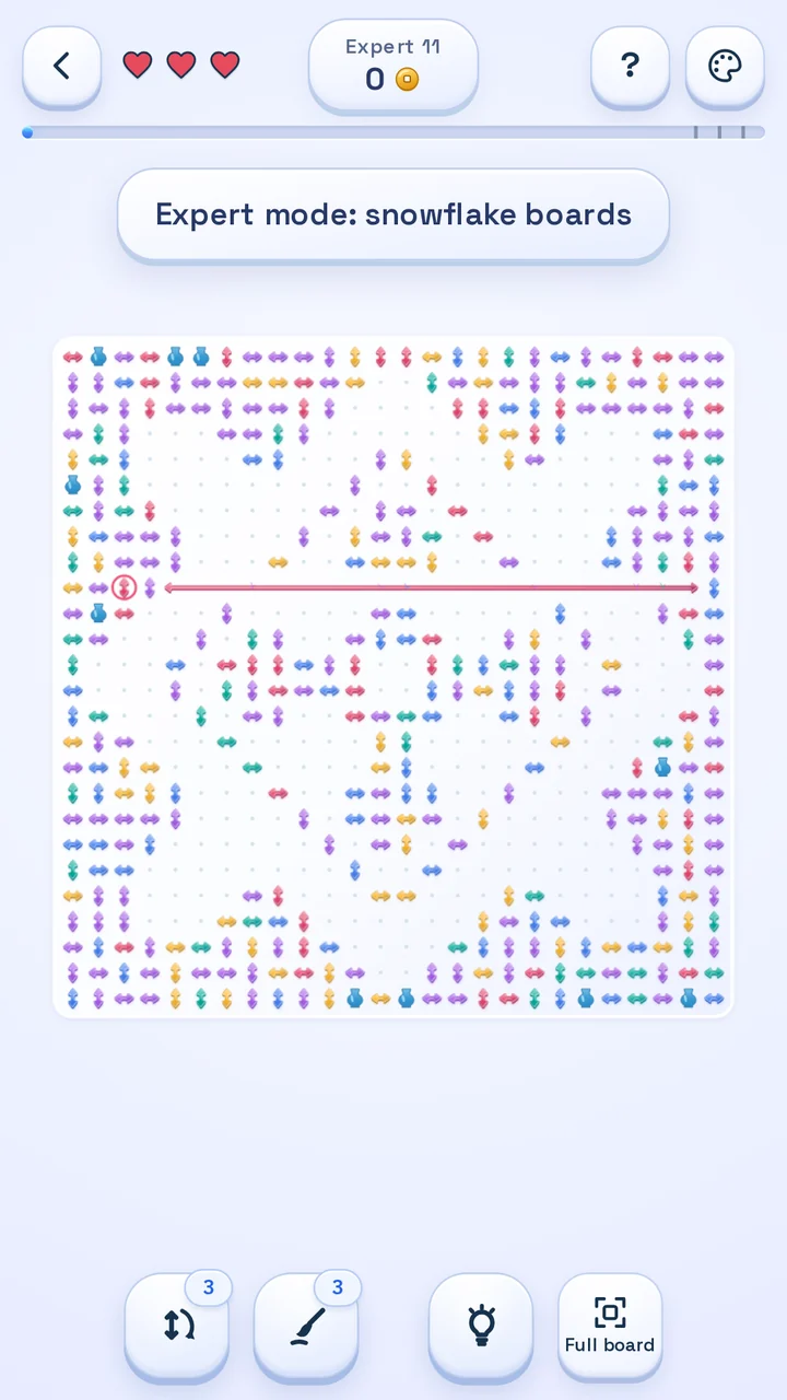 An Expert snowflake board with many crosswise pairs